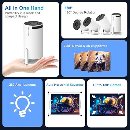 Auto Keystone Mini Portable Projector